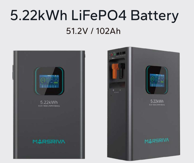 باتری لیتیومی 5 کیلو وات 51.2 ولت 102AH برند MARSRIVA مدل :MR-LFP48-100-WMD