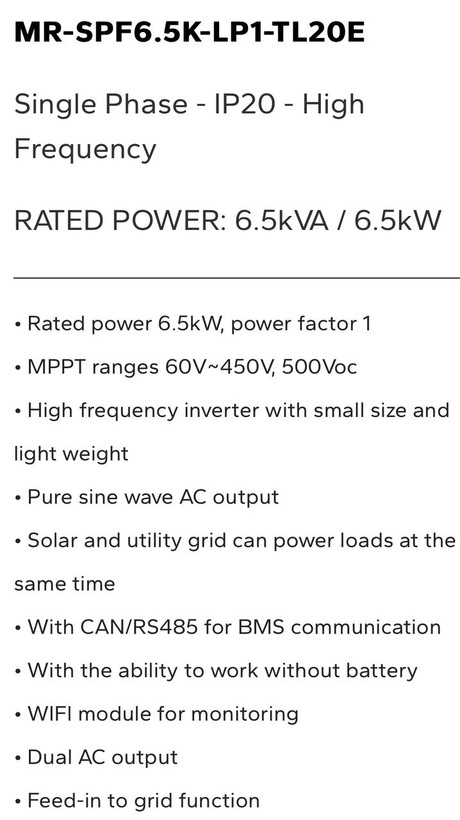 سانورتر مارسریوا 6.5kw مدل MR-SPF6.5K-LP1-TL20E