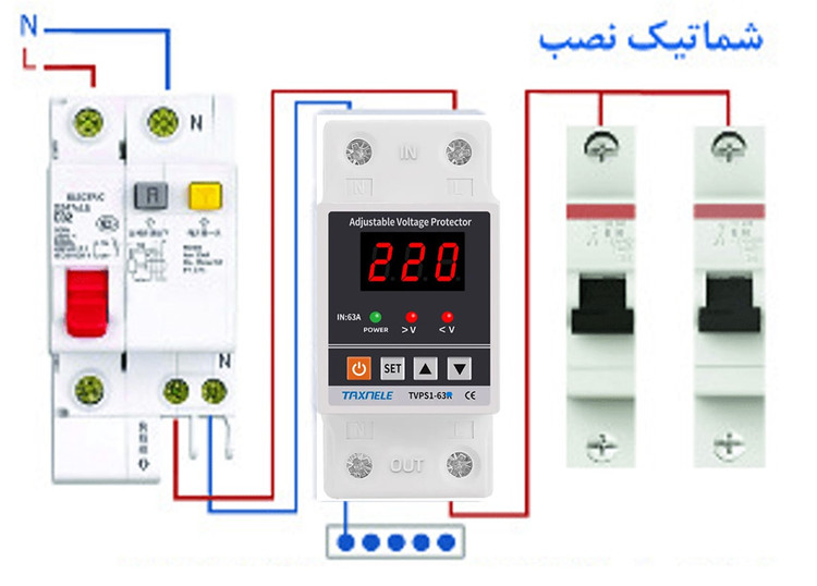 محافظ ولتاژ تکفاز 63 آمپر تکسنله مدل TVPS1-63C