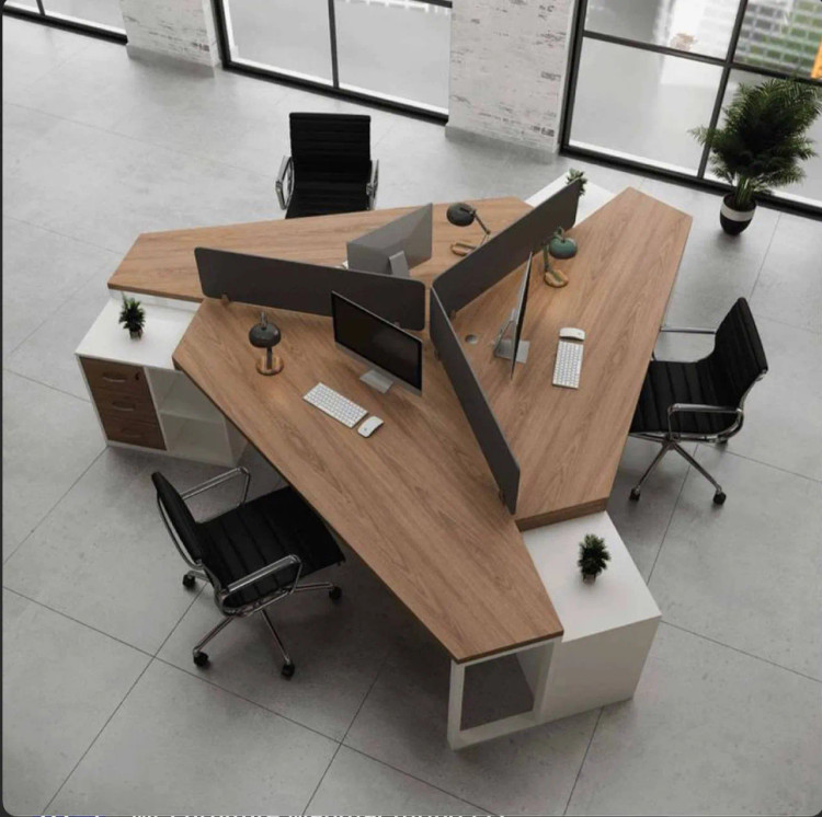 میز کار گروهی مدرن آبنوس MDF با صندوق زیرمیزی کد G302 قابل سفارش در ابعاد و رنگ های مختلف