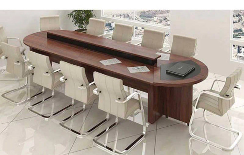 میز کنفرانس آبنوس جنس ام دی اف پایه باکسی کنسول دار نیم گرد کد C713 قابل سفارش در ابعاد و رنگ های مختلف