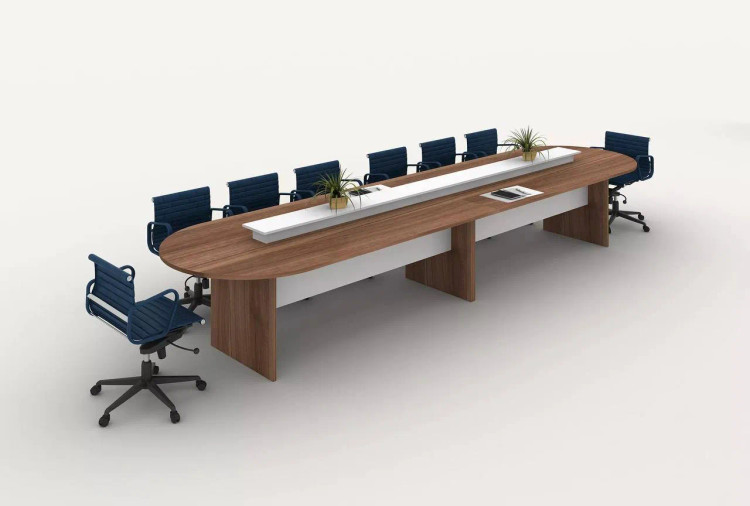 میز کنفرانس آبنوس جنس ام دی اف پایه باکسی کنسول دار نیم گرد کد C713 قابل سفارش در ابعاد و رنگ های مختلف