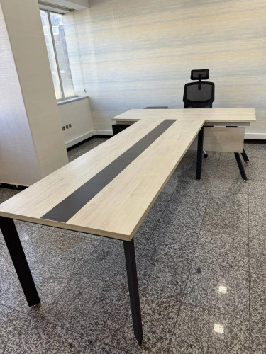 میز کنفرانس آبنوس جنس ام دی اف پایه فلزی دو رنگ کد C715 قابل سفارش در ابعاد و رنگ های مختلف